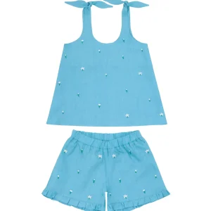 minnow Tops< X Fanm Mon Girl's Tie Knot Short Set Lagoon