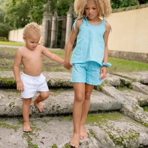 minnow Tops< X Fanm Mon Girl's Tie Knot Short Set Lagoon