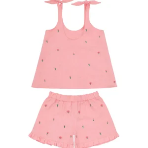 minnow Sets< X Fanm Mon Girl's Tie Knot Short Set Hibiscus