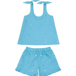 minnow Sets< X Fanm Mon Girl's Tie Knot Short Set Lagoon