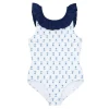 minnow One Pieces< X Petite Plume Girls Ruffle Collar One Pi Botanical Block Print