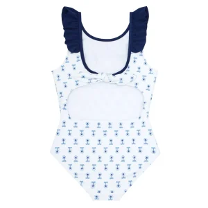 minnow One Pieces< X Petite Plume Girls Ruffle Collar One Pi Botanical Block Print
