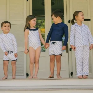 minnow Sleepwear< X Petite Plume Unisex Pajama Set Botanical Block Print