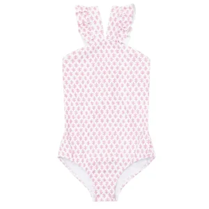 minnow One Pieces< X Sister Parish Girls V-Neck Crossover One Piece Nectar Leaf