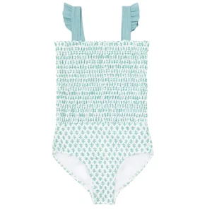 minnow One Pieces< X Sister Parish Girls Smocked One Piece Sea Leaf
