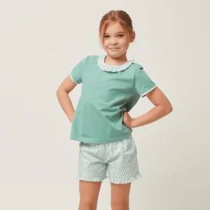 minnow Tops< X Sister Parish Girls T-Shirt And Short Set Sea Leaf
