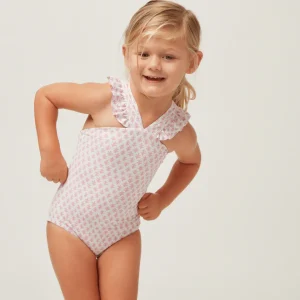 minnow One Pieces< X Sister Parish Girls V-Neck Crossover One Piece Nectar Leaf