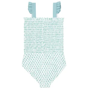 minnow One Pieces< X Sister Parish Girls Smocked One Piece Sea Leaf