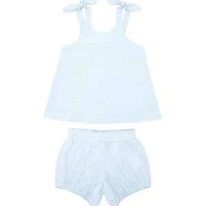 minnow Tops<Tie Knot Bloomer Set Powder Blue Stripe