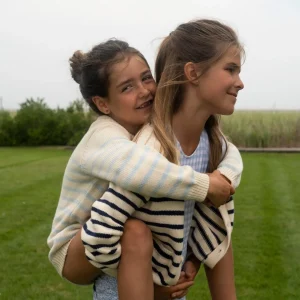 minnow Knits<Unisex Blue And Cream Stripe Knit Sweater Cream And Blue Stripe
