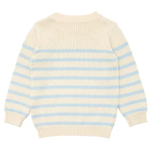 minnow Knits<Unisex Blue And Cream Stripe Knit Sweater Cream And Blue Stripe