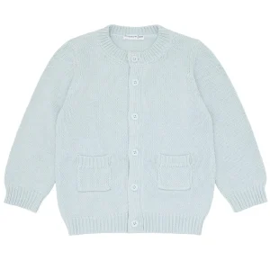 minnow Tops<Unisex Knit Cardigan Light Blue