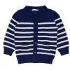minnow Knits<Unisex Knit Cardigan Navy And Cream Stripe