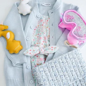minnow Tops<Unisex Knit Cardigan Light Blue