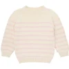 minnow Tops<Unisex Knit Sweater Cream And Pink Stripe