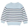 minnow Clothing<Unisex Knit Sweater Light Blue Tricolor Stripe