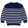 minnow Clothing<Unisex Knit Sweater Navy And Cream Stripe