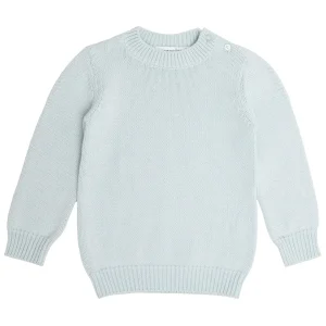 minnow Tops<Unisex Knit Sweater Light Blue