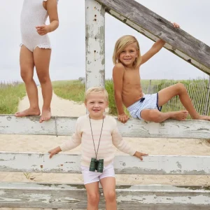 minnow Tops<Unisex Knit Sweater Cream And Pink Stripe