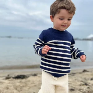 minnow Clothing<Unisex Knit Sweater Navy And Cream Stripe
