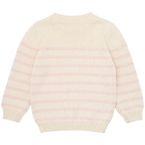 minnow Knits<Unisex Knit Sweater Cream And Pink Stripe
