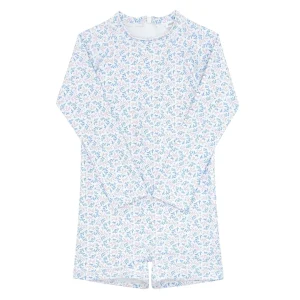 minnow One Pieces<Unisex Long Sleeve Rashguard One Piece Briland Blue Botanic