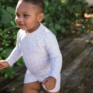 minnow One Pieces<Unisex Long Sleeve Rashguard One Piece Briland Blue Botanic