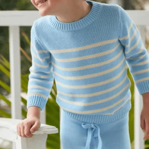 minnow Knits<Unisex Peri Blue And Cream Knit Sweater Peri Blue And Cream Stripe