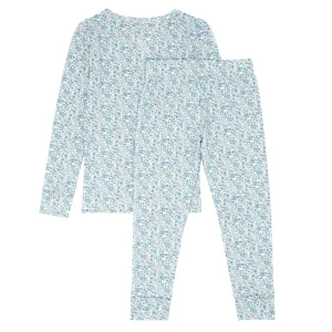 minnow Sleepwear<Unisex Pima Pajama Set Slate Floral