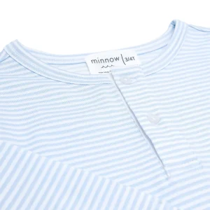 minnow Sleepwear<Unisex Pima Pajamas Set Powder Blue Stripe