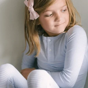 minnow Sleepwear<Unisex Pima Pajamas Set Powder Blue Stripe