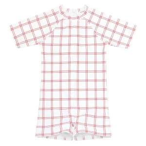 minnow One Pieces<Unisex Short Sleeve Rashguard One Piece Windowpane