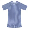 minnow Rashguards<Unisex Short Sleeve Rashguard One Piece Navy Stripe