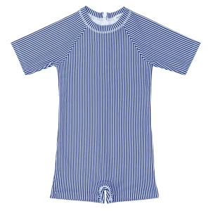 minnow Rashguards<Unisex Short Sleeve Rashguard One Piece Navy Stripe