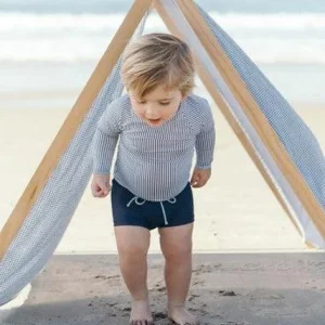 minnow Rashguards<Unisex Stripe Rashguard Navy Stripe