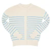 minnow Knits<Women's Cardigan Cream And Peri Blue Stripe