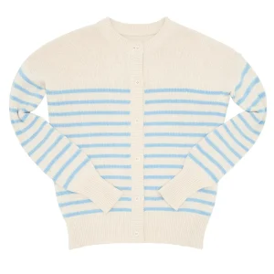 minnow Knits<Women's Cardigan Cream And Peri Blue Stripe