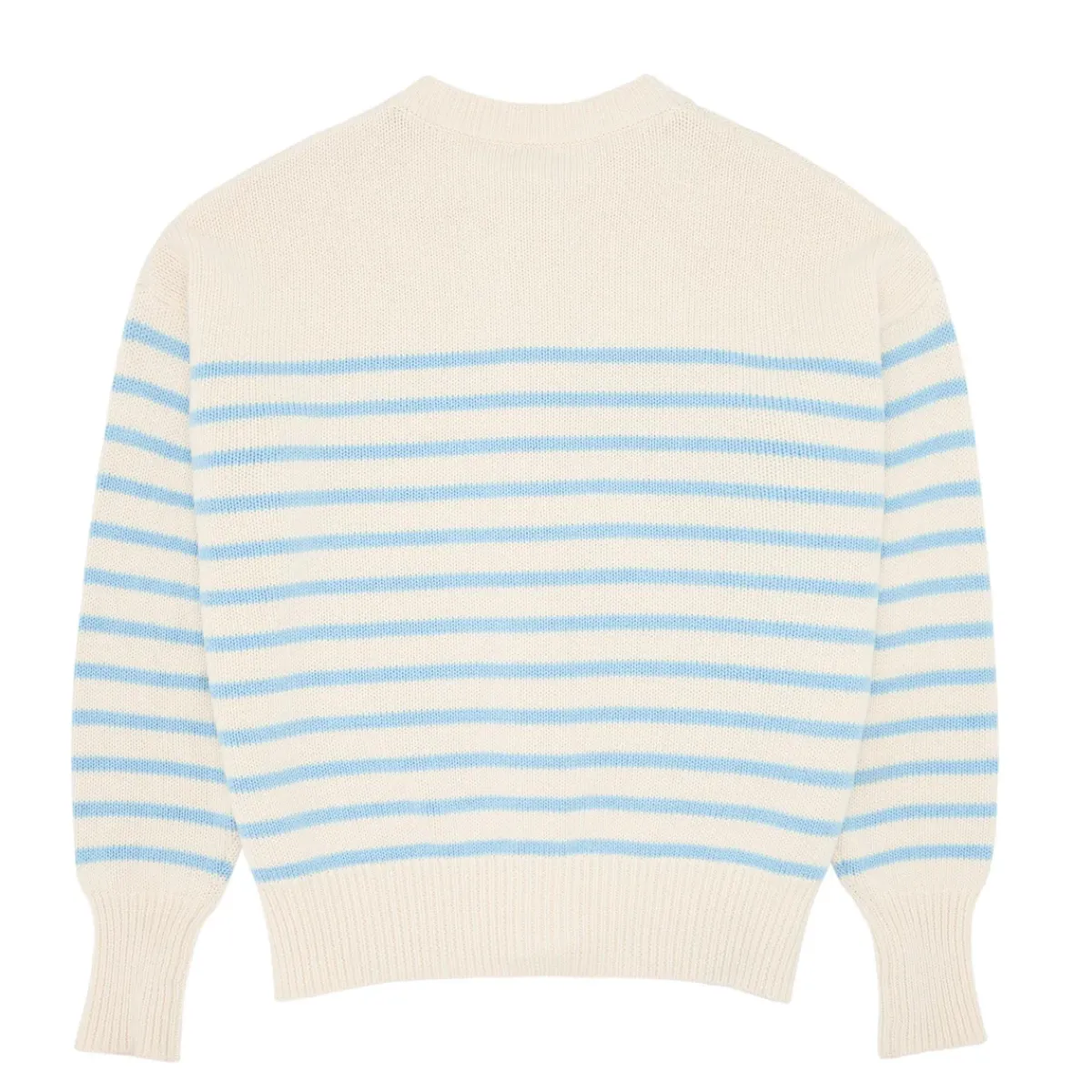 womens_cardigan_5.webp minnow Knits<Women's Cardigan Cream And Peri Blue Stripe