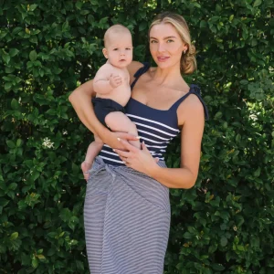 minnow One Pieces<Women's Tie Knot One Piece | Swim Navy Breton Stripe